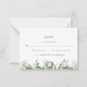 Elegant Botanical Floral Leaves Wedding RSVP Card