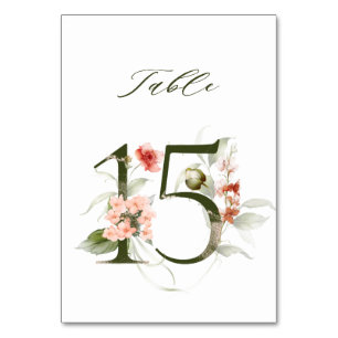 Elegant Botanical Floral Number 15,  Table Number