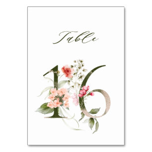 Elegant Botanical Floral Number 16,  Table Number