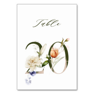 Elegant Botanical Floral Number 20,  Table Number