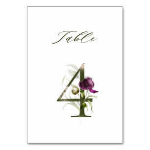 Elegant Botanical Floral Number 4,  Table Number