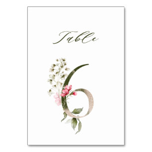 Elegant Botanical Floral Number 6,   Table Number