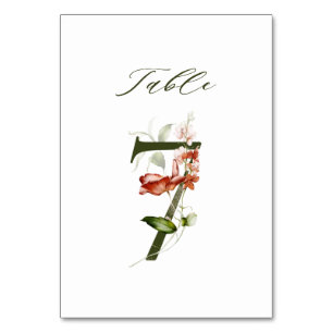 Elegant Botanical Floral Number 7,  Table Number