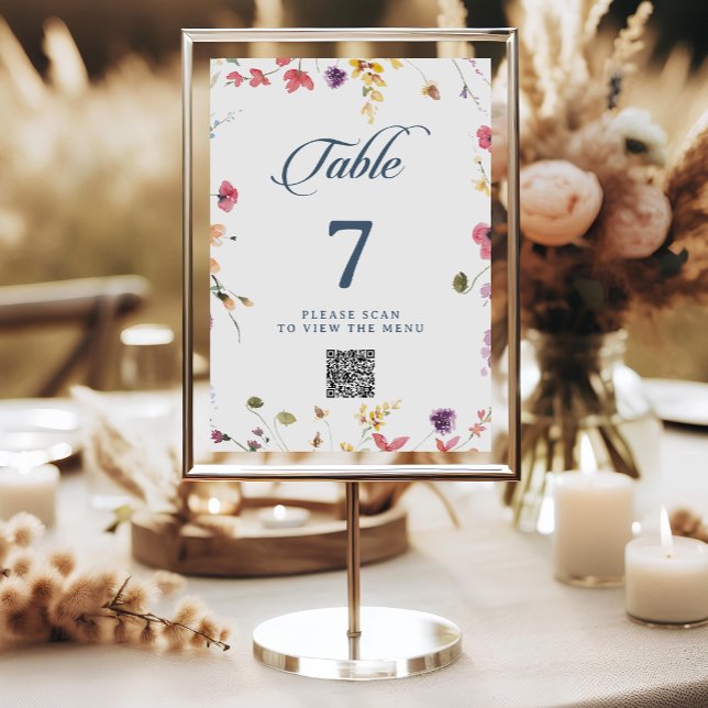 Elegant Botanical Floral QR Code Table Numbers (Creator Uploaded)