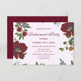 Elegant Botanical Floral Retirement Party Invite
