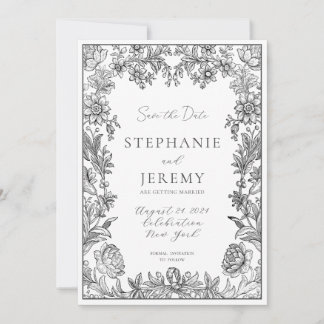 Elegant Botanical Floral Save the Date Invitation