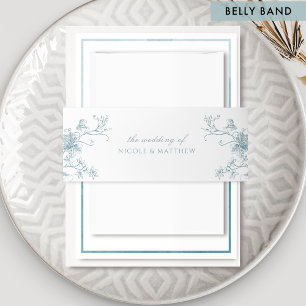 Elegant Botanical Floral Sea Glass Wedding Invitation Belly Band