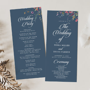 Elegant Botanical Floral Tea Length Wedding Program