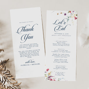 Elegant Botanical Floral Thank You and Wedding Menu