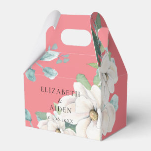 Elegant Botanical Floral Watercolor Wedding Pink Favour Box