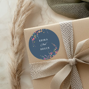 Elegant Botanical Floral Wedding Classic Round Sticker