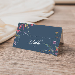 Elegant Botanical Floral Wedding Folded Place Card