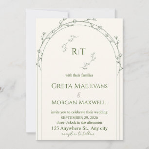 Elegant Botanical Floral Wedding Invitation   Mini