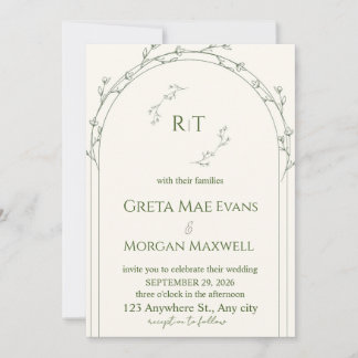 Elegant Botanical Floral Wedding Invitation | Mini