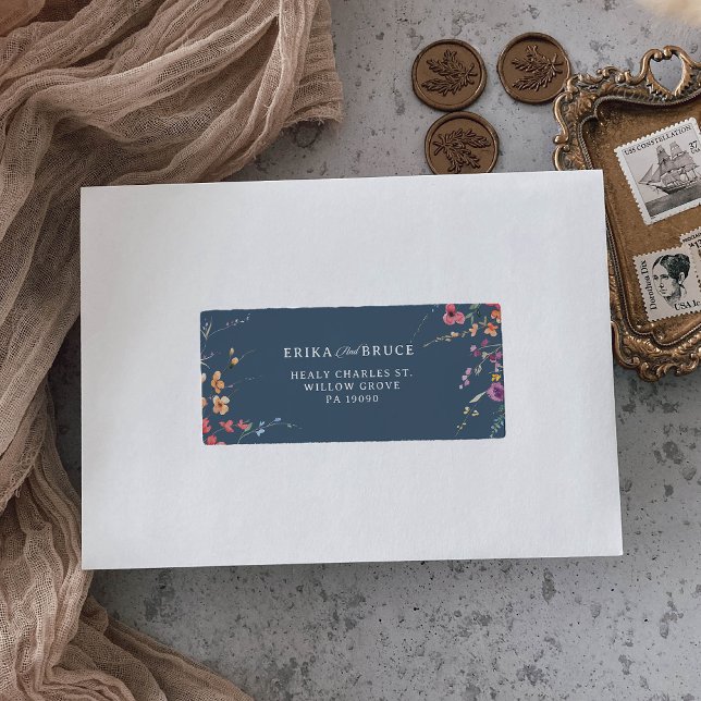 Elegant Botanical Floral Wedding Return Label (Creator Uploaded)