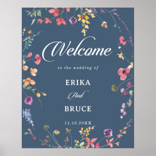 Elegant Botanical Floral Wedding Welcome Sign