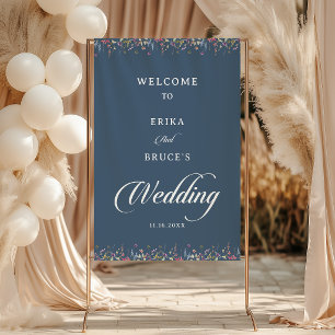 Elegant Botanical Floral Wedding Welcome Tapestry