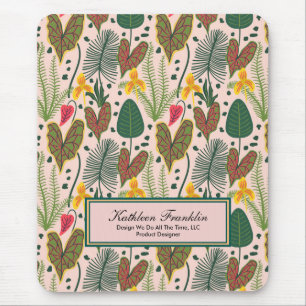 Elegant Botanical Flowers Greenery Mouse Pad
