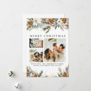 Elegant Botanical Foliage Family Photo Christmas Holiday Card