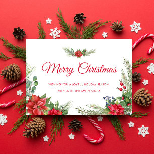 Elegant Botanical Foliage Merry Christmas Holiday Card