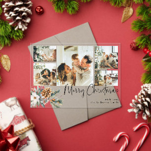 Elegant Botanical Foliage Photo Christmas Card Acrylic Invitations