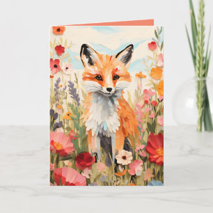 Elegant Botanical Fox Folded Greeting Card
