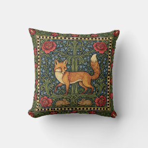 Elegant Botanical Fox William Morris Inspired Cushion