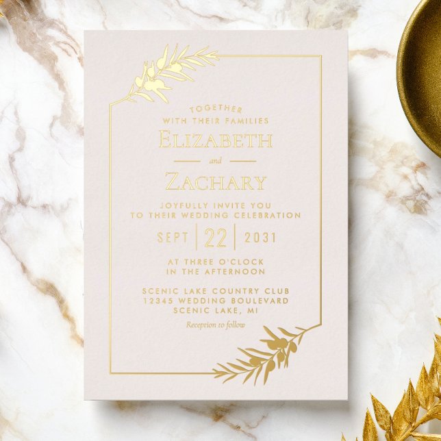Elegant Botanical Frame Gold Blush Pink Wedding (Creator Uploaded)