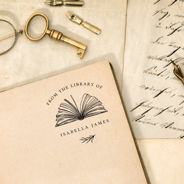 Elegant Botanical From The Library Of Custom Name Self-inking Stamp (Creator Uploaded)