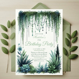 Elegant Botanical Garden Birthday Party Invitation