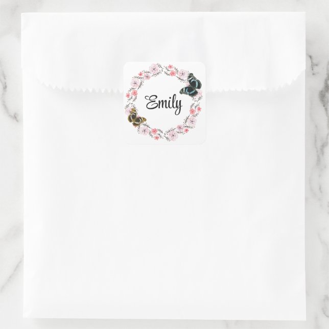 Elegant Botanical Garden Floral Pattern Square Sticker (Bag)
