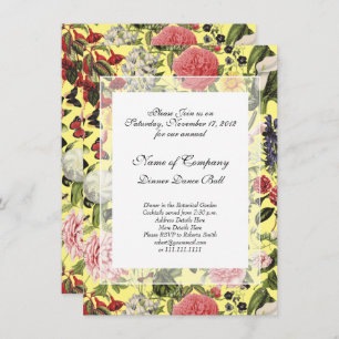 Elegant Botanical Garden Gala Dinner Spring Yellow Invitation