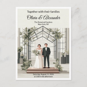 Elegant Botanical Garden Greenhouse Wedding Postcard