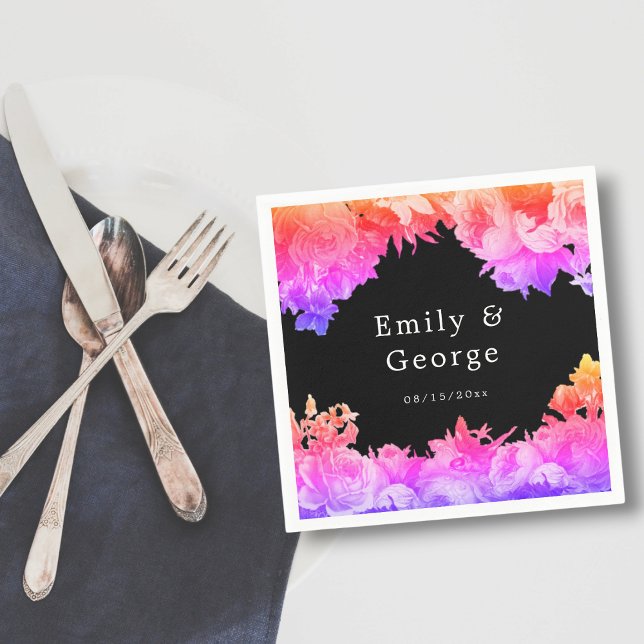Elegant Botanical Garden Neon Light Floral Wedding Napkin (Creator Uploaded)