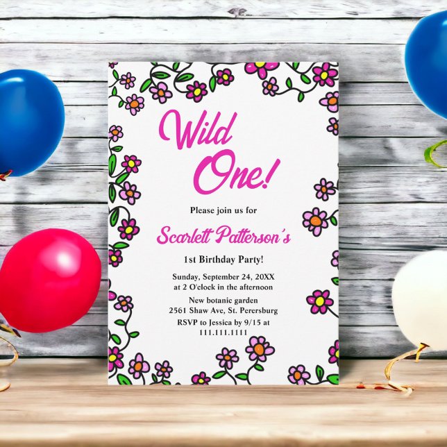 Elegant Botanical Garden Roses Floral 1st Birthday Invitation (Creator Uploaded)