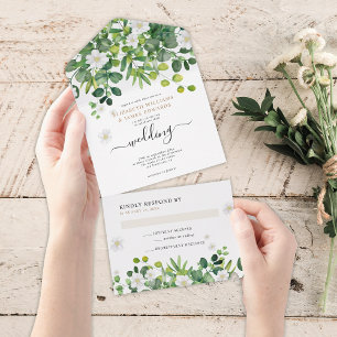 Elegant Botanical Garden Spring Summer Wedding All In One Invitation