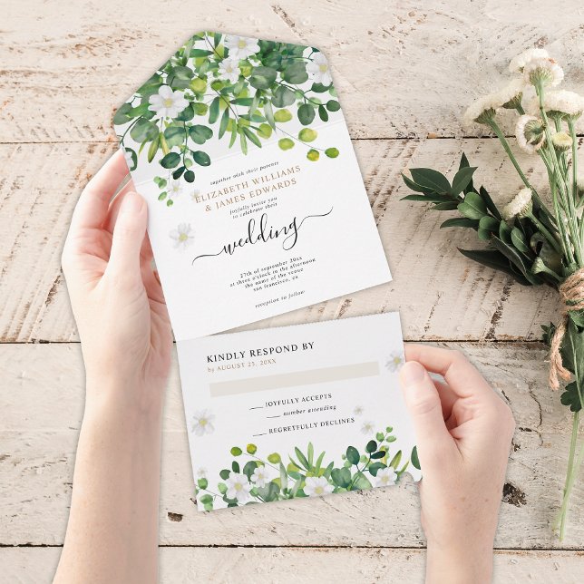 Elegant Botanical Garden Spring Summer Wedding All In One Invitation (Creator Uploaded)