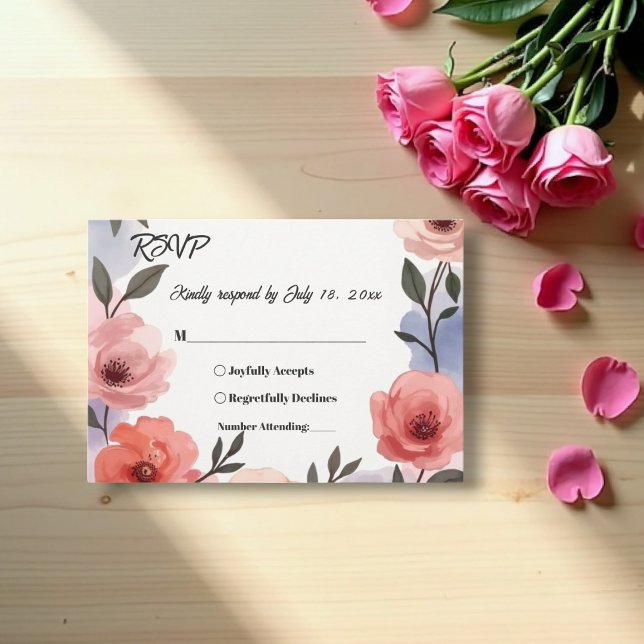 Elegant Botanical Garden Watercolor Floral Wedding RSVP Card (Creator Uploaded)