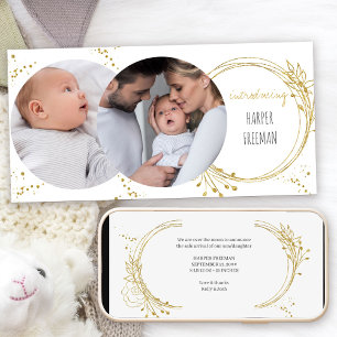 Elegant Botanical Gold 2 Photo Birth Announcement