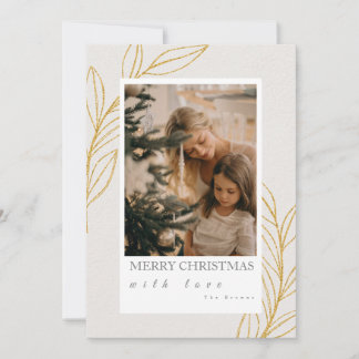 Elegant Botanical Gold Christmas Photo Card