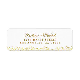 Elegant Botanical Gold Greenery leaves  Return Address Label