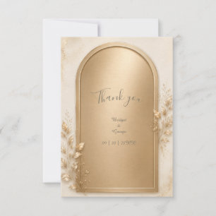 Elegant Botanical Gold metallic Wedding Arch Thank You Card