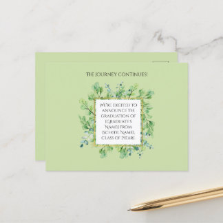 Elegant Botanical Graduation Announcement Postcard