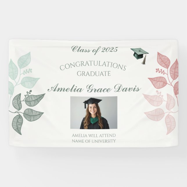 Elegant Botanical Graduation Banner (Horizontal)