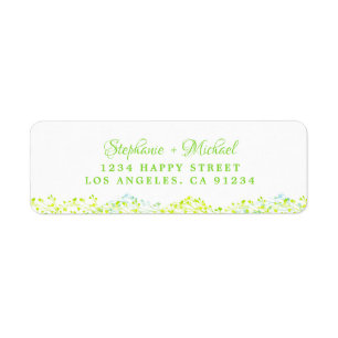 Elegant Botanical Green Greenery leaves Return Address Label