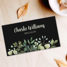 Elegant botanical green leaves black