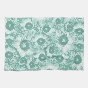 Elegant Botanical Green Pattern Tea Towel