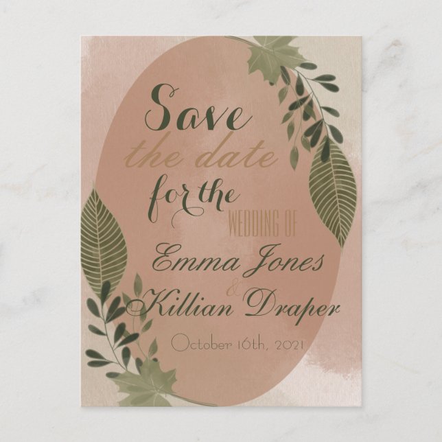 Elegant Botanical Greenery  Announcement Postcard (Front)