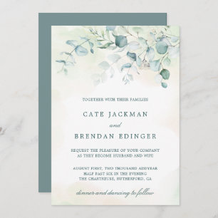 Elegant Botanical Greenery Eucalyptus Wedding Invitation