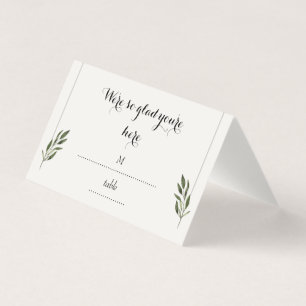 Elegant Botanical Greenery Folded Seating Card Set